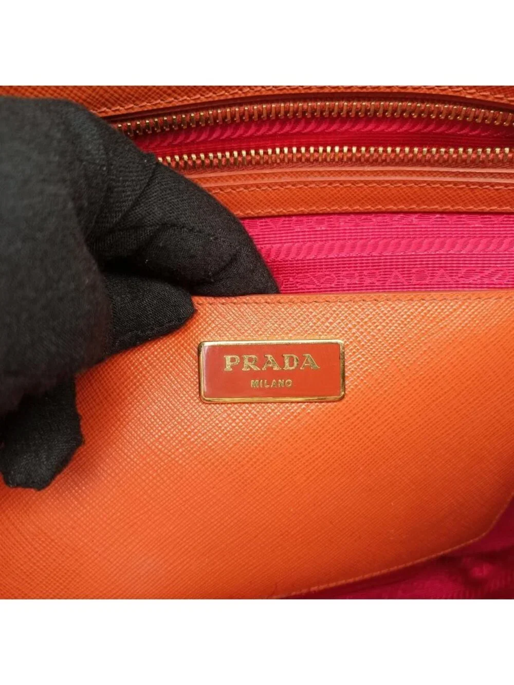 Prada Galleria Orange Red Saffiano Leather 14 Shoulder Bag
